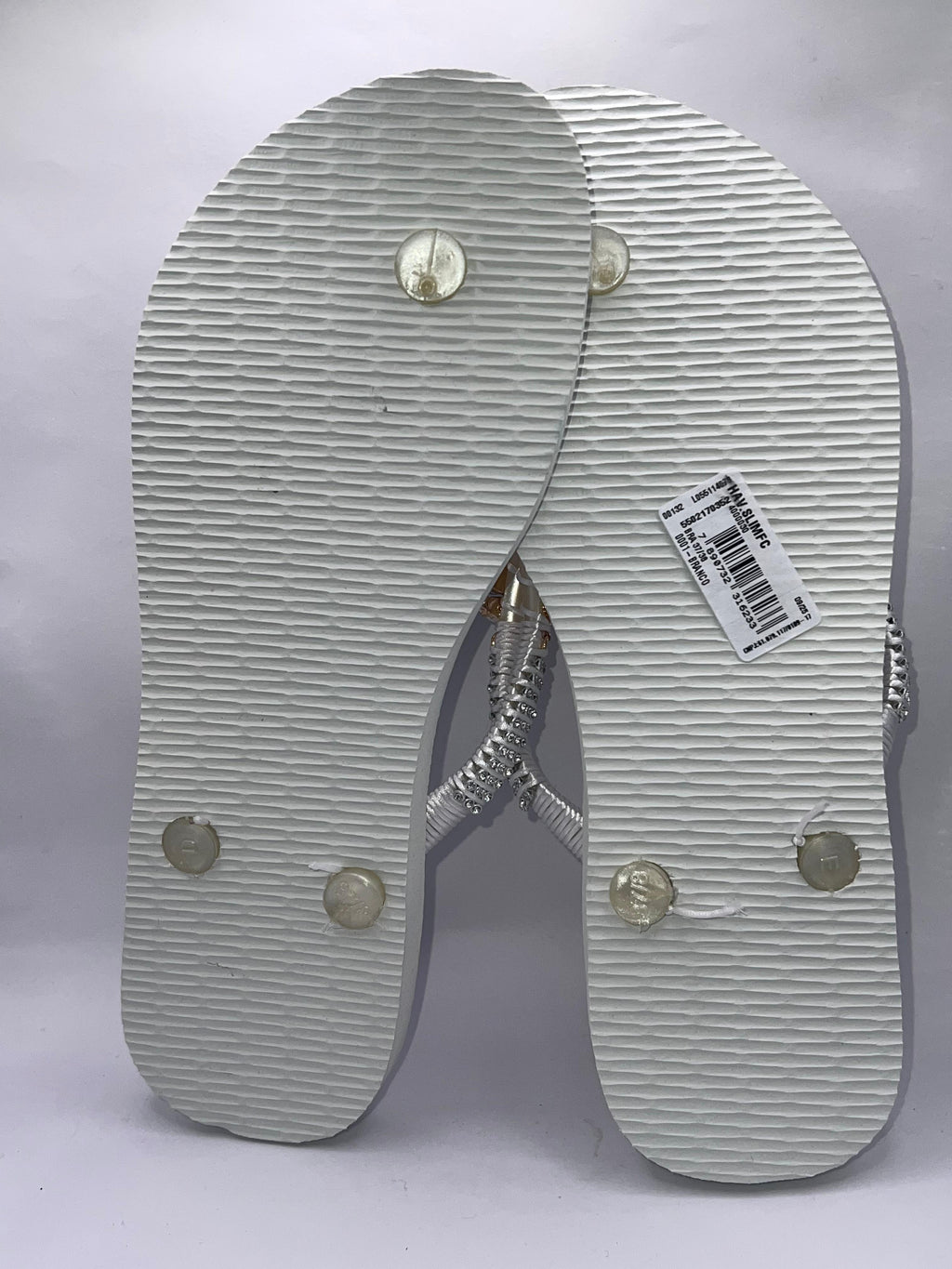 Diamond Flip Flop with crystal charm White