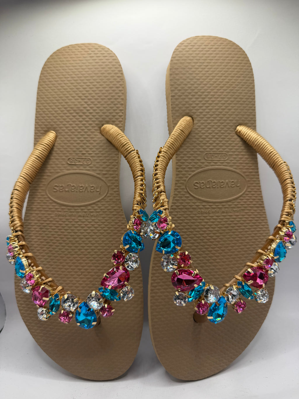 Diamond Flip Flop with crystal charm Rose Gold