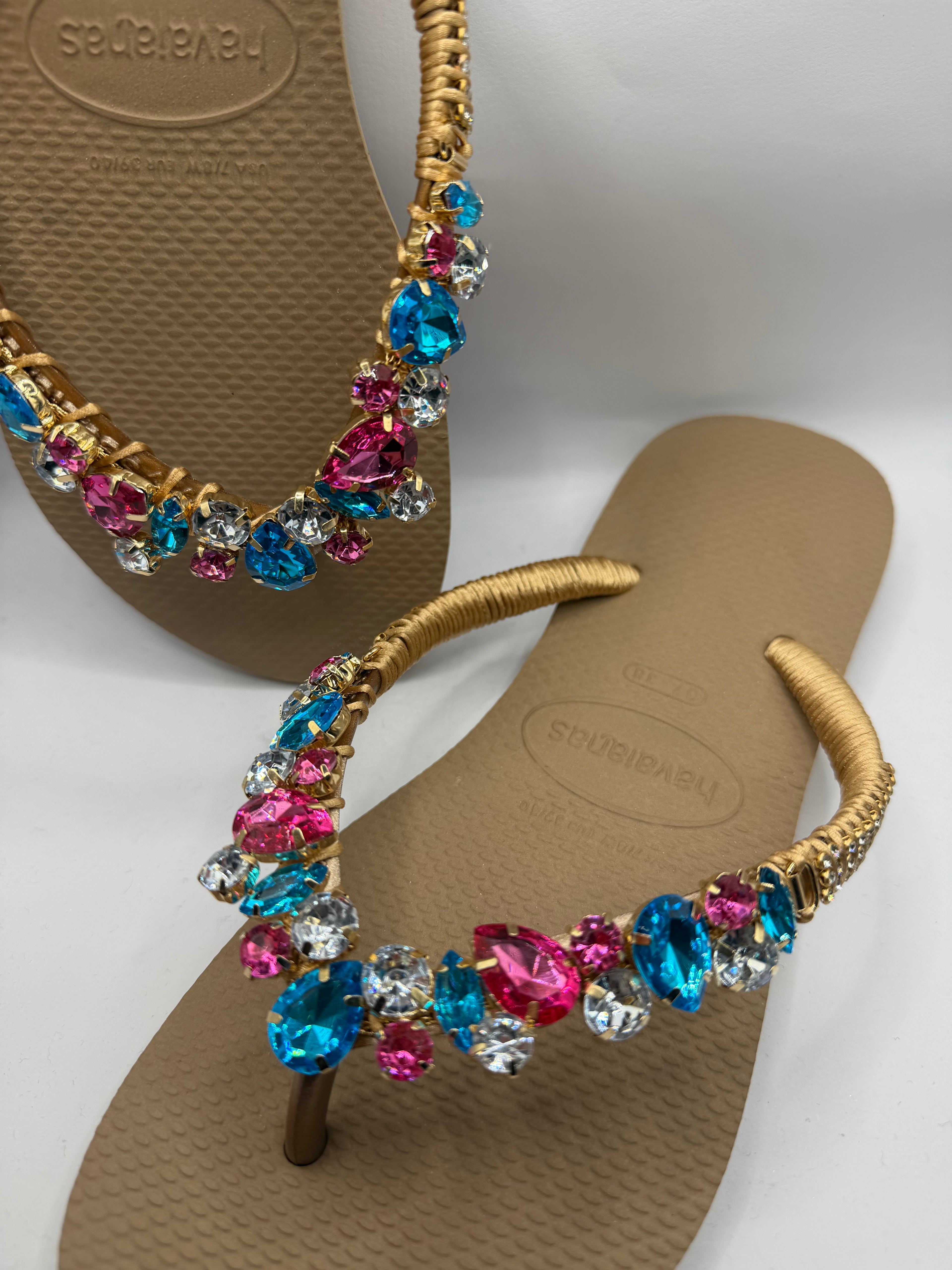 Diamond Flip Flop with crystal charm Rose Gold