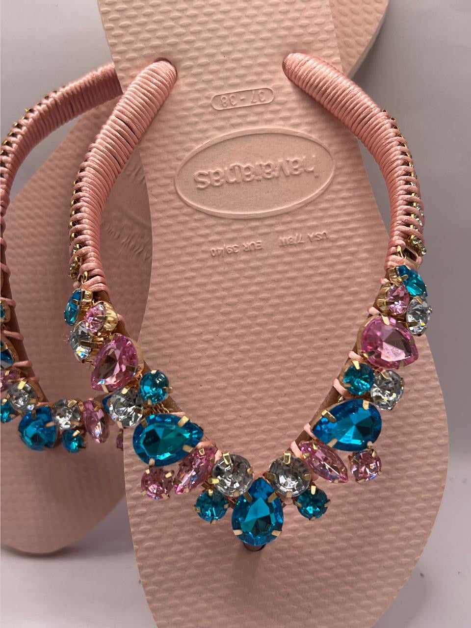 Diamond Flip Flop Rosa Ballet 2 Custon Slim with Crystal Details  stones Pink